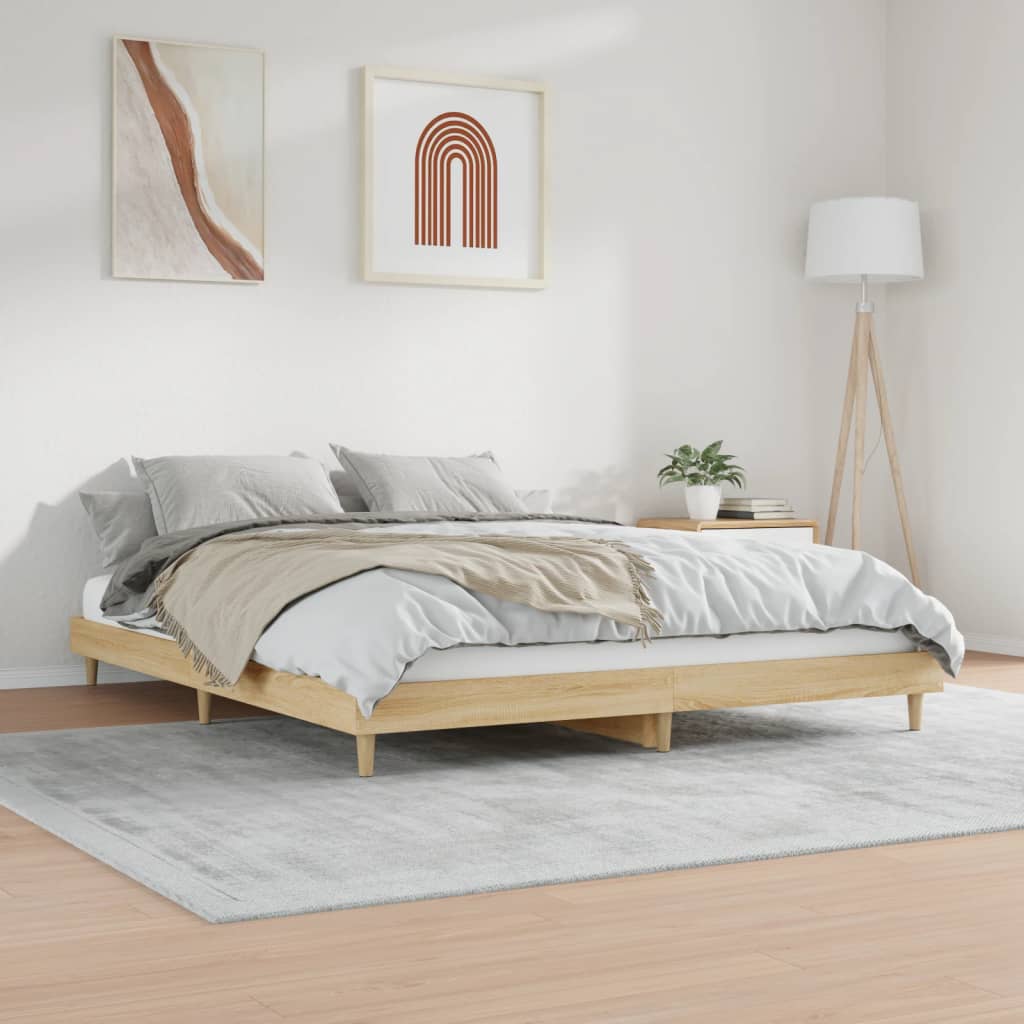 Bed frame without mattress Sonoma oak 200x200 cm wood material