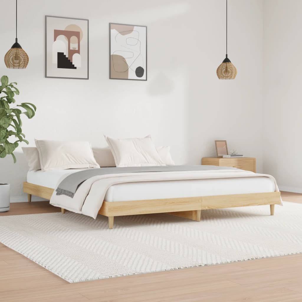 Bed frame without mattress Sonoma oak 200x200 cm wood material