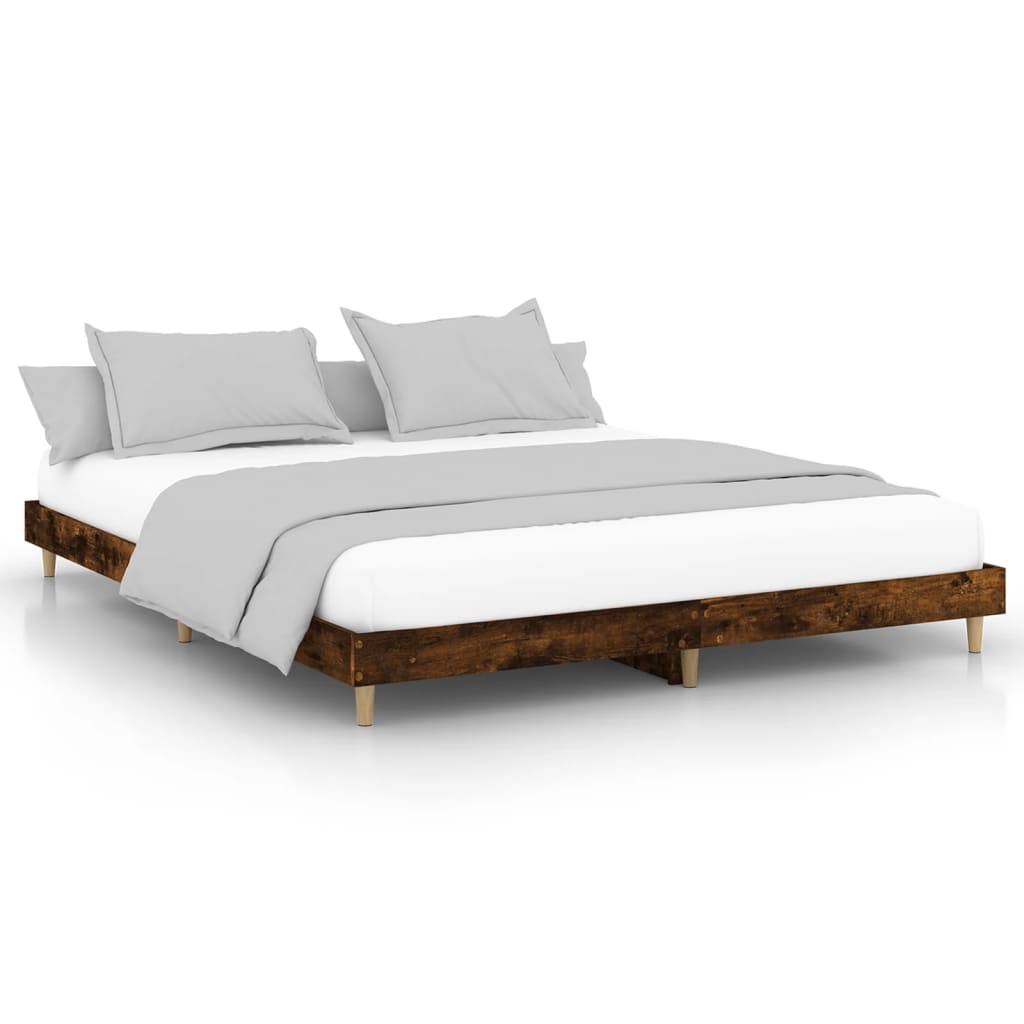 Bed frame without mattress smoked oak 200x200 cm wood material