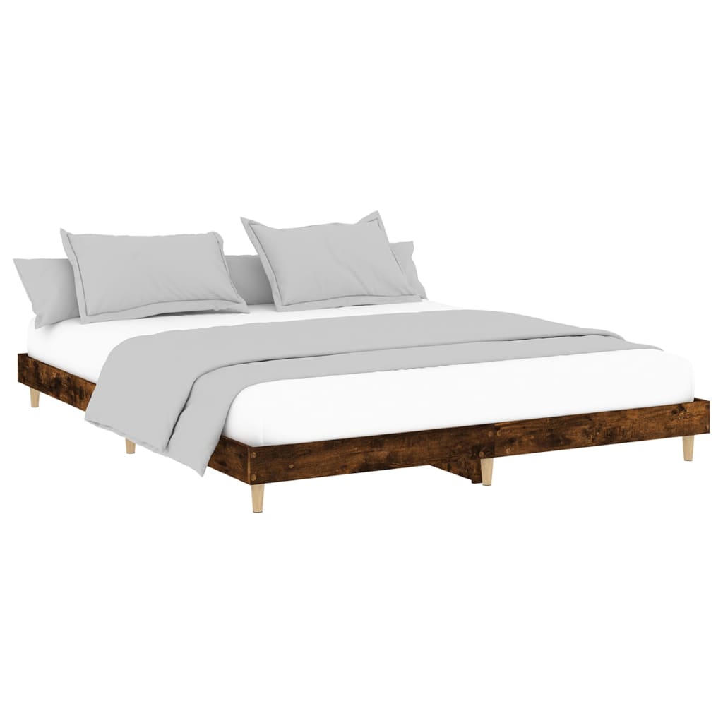 Bed frame without mattress smoked oak 200x200 cm wood material