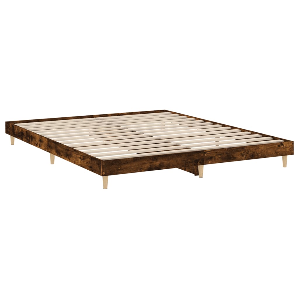 Bed frame without mattress smoked oak 200x200 cm wood material