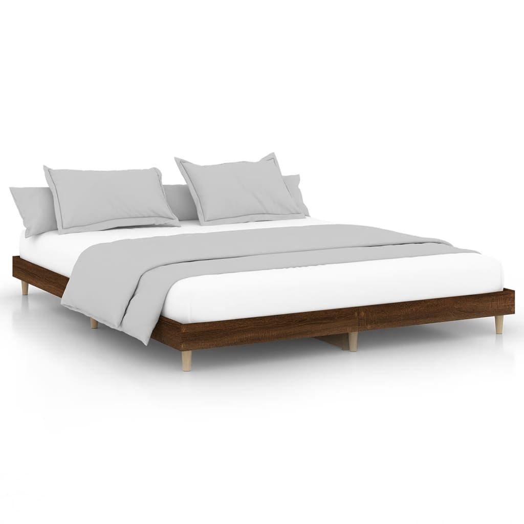 Bed frame without mattress brown oak look 200x200 cm