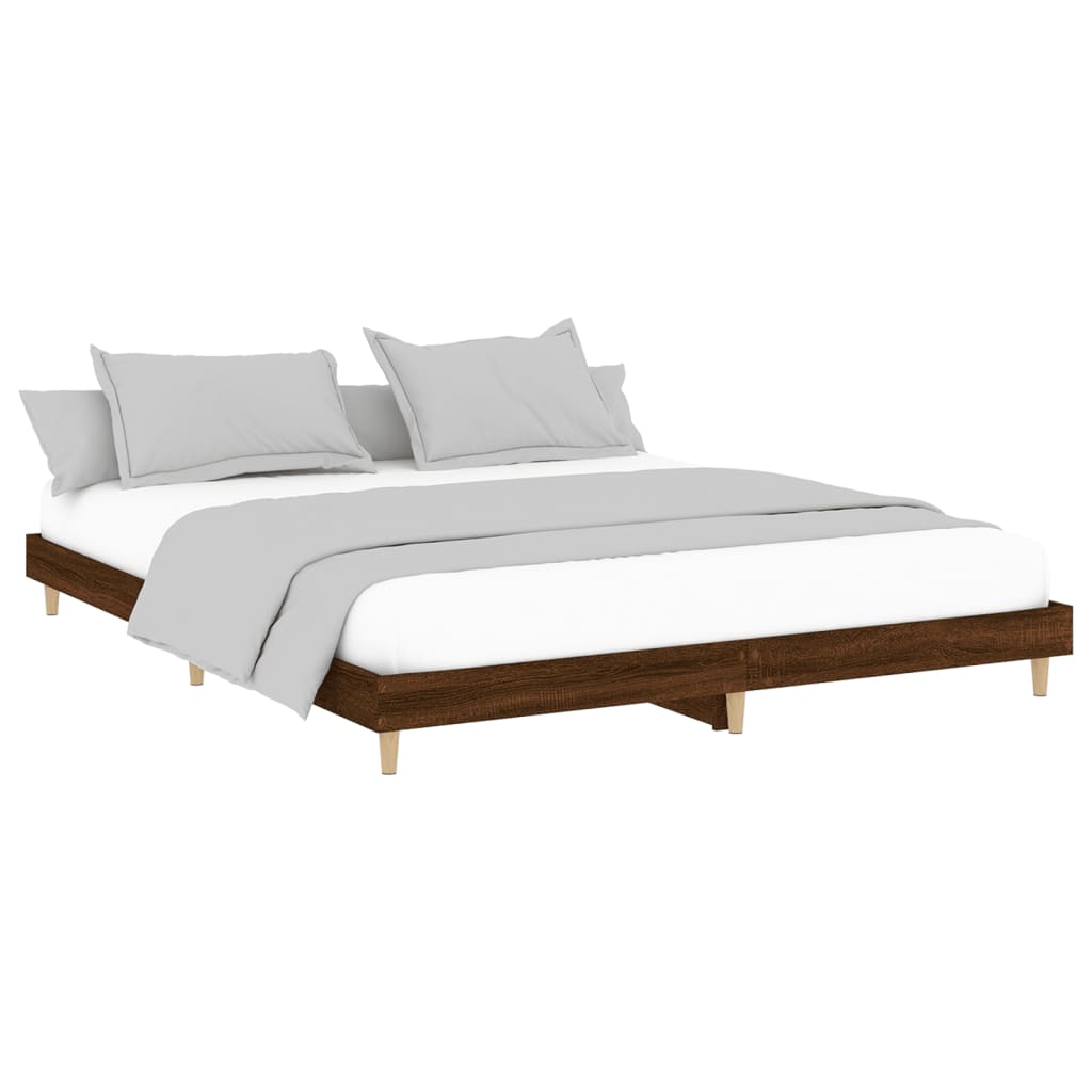 Bed frame without mattress brown oak look 200x200 cm