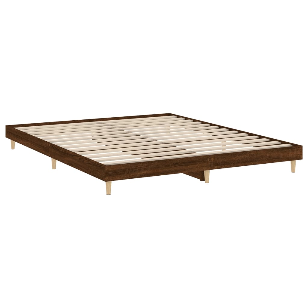 Bed frame without mattress brown oak look 200x200 cm