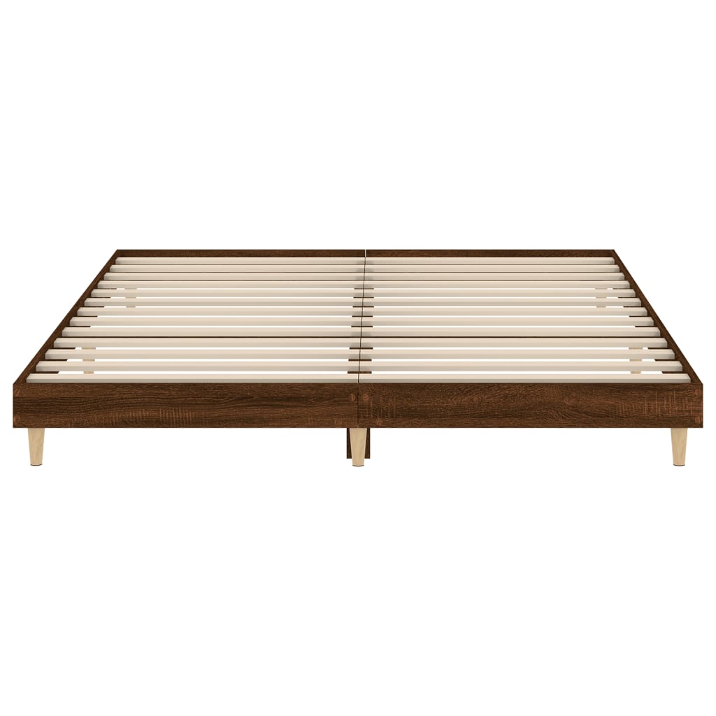 Bed frame without mattress brown oak look 200x200 cm