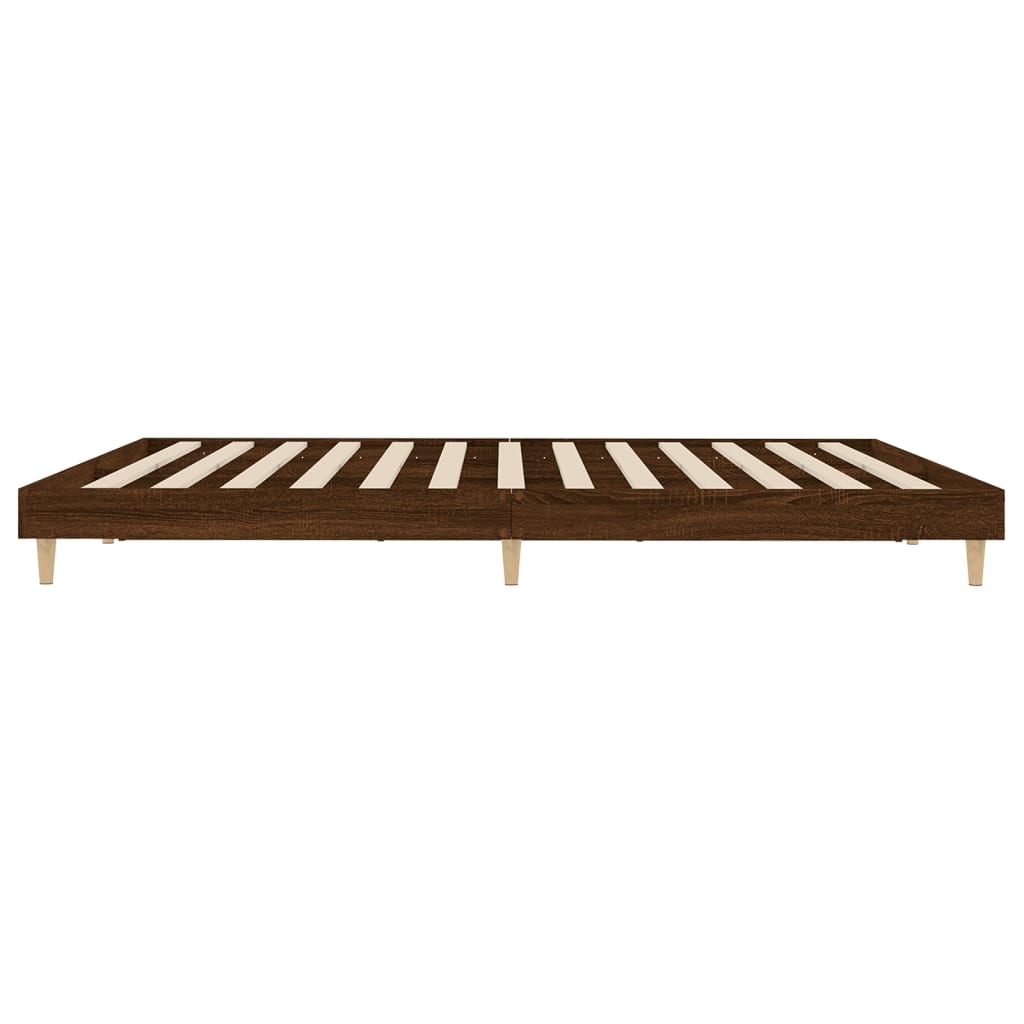 Bed frame without mattress brown oak look 200x200 cm