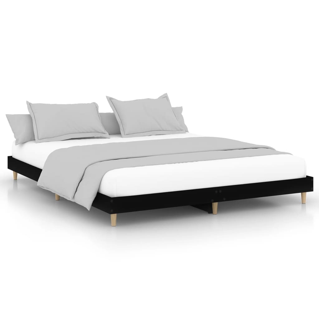 Bed frame without mattress Black 180x200 cm wood material