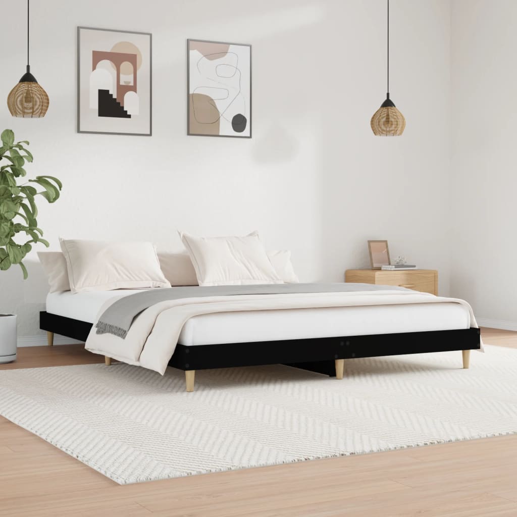 Bed frame without mattress Black 180x200 cm wood material