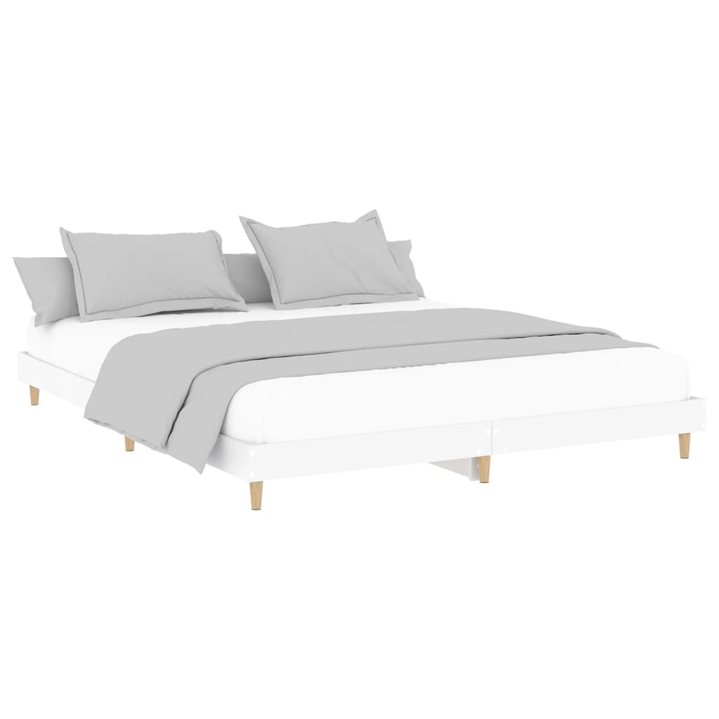 Bed frame without mattress white 160x200 cm wood material