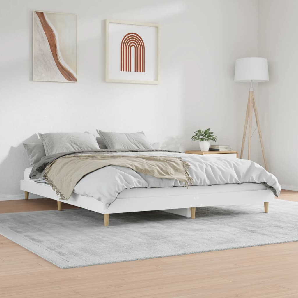 Bed frame without mattress white 160x200 cm wood material