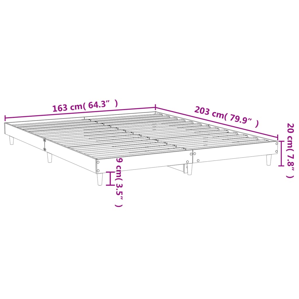 Bed frame without mattress white 160x200 cm wood material