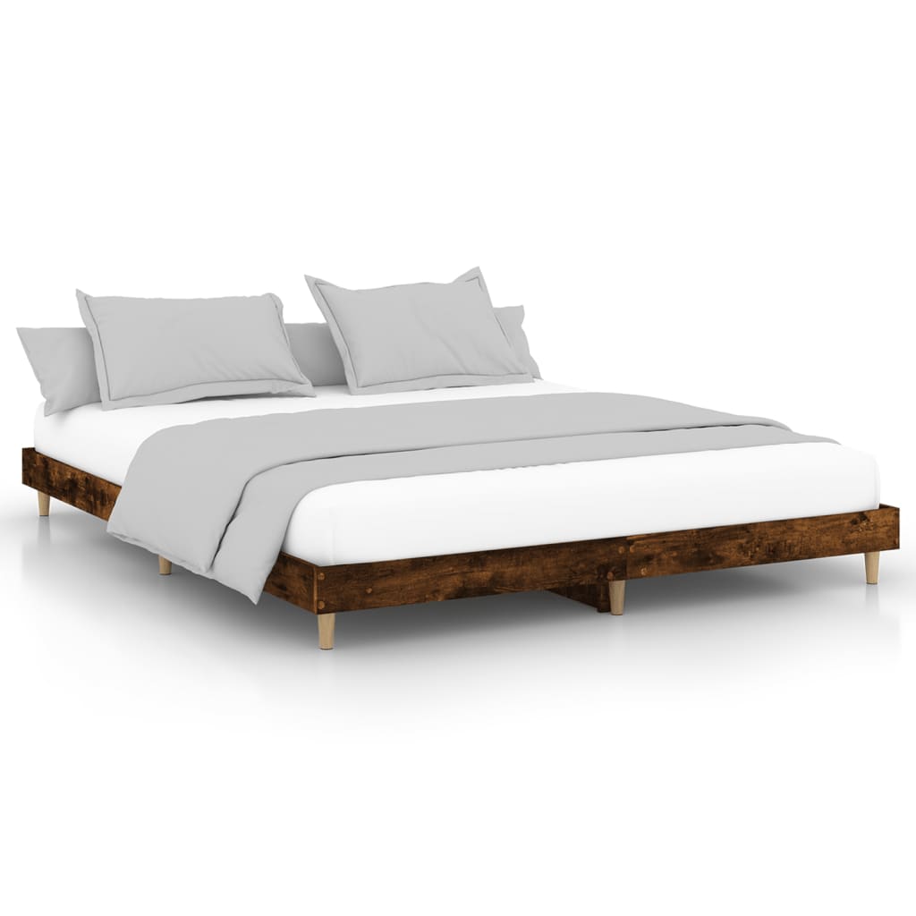 Bed frame without mattress smoked oak 160x200 cm wood material