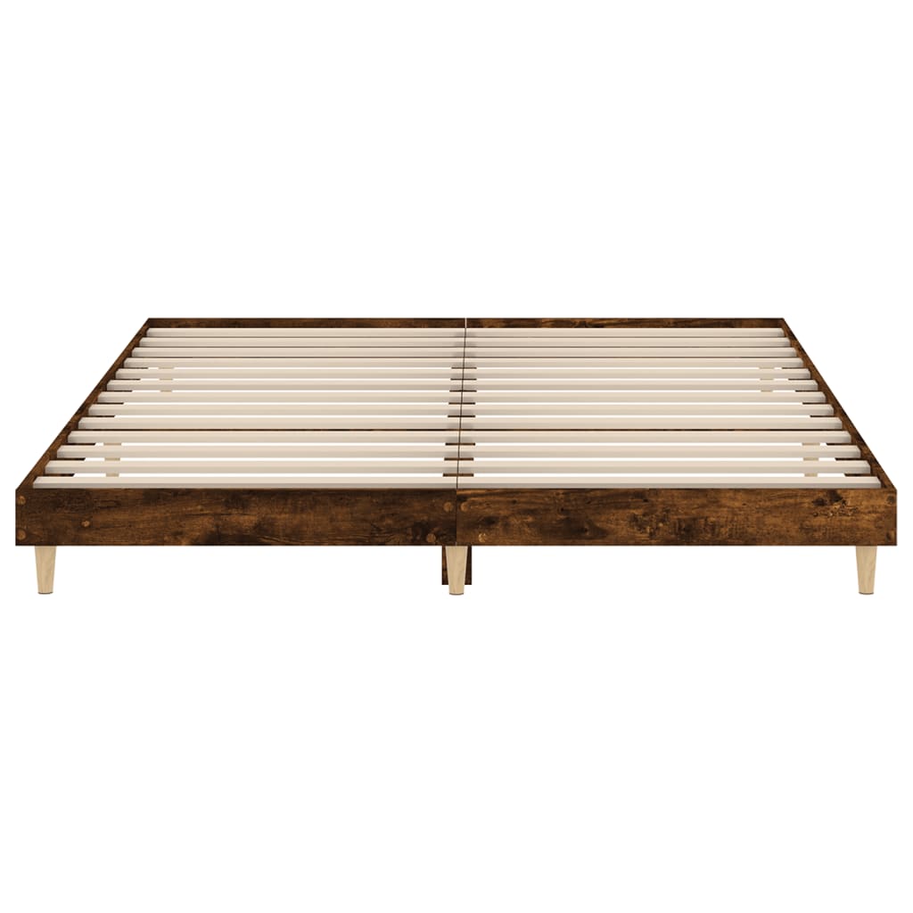 Bed frame without mattress smoked oak 160x200 cm wood material