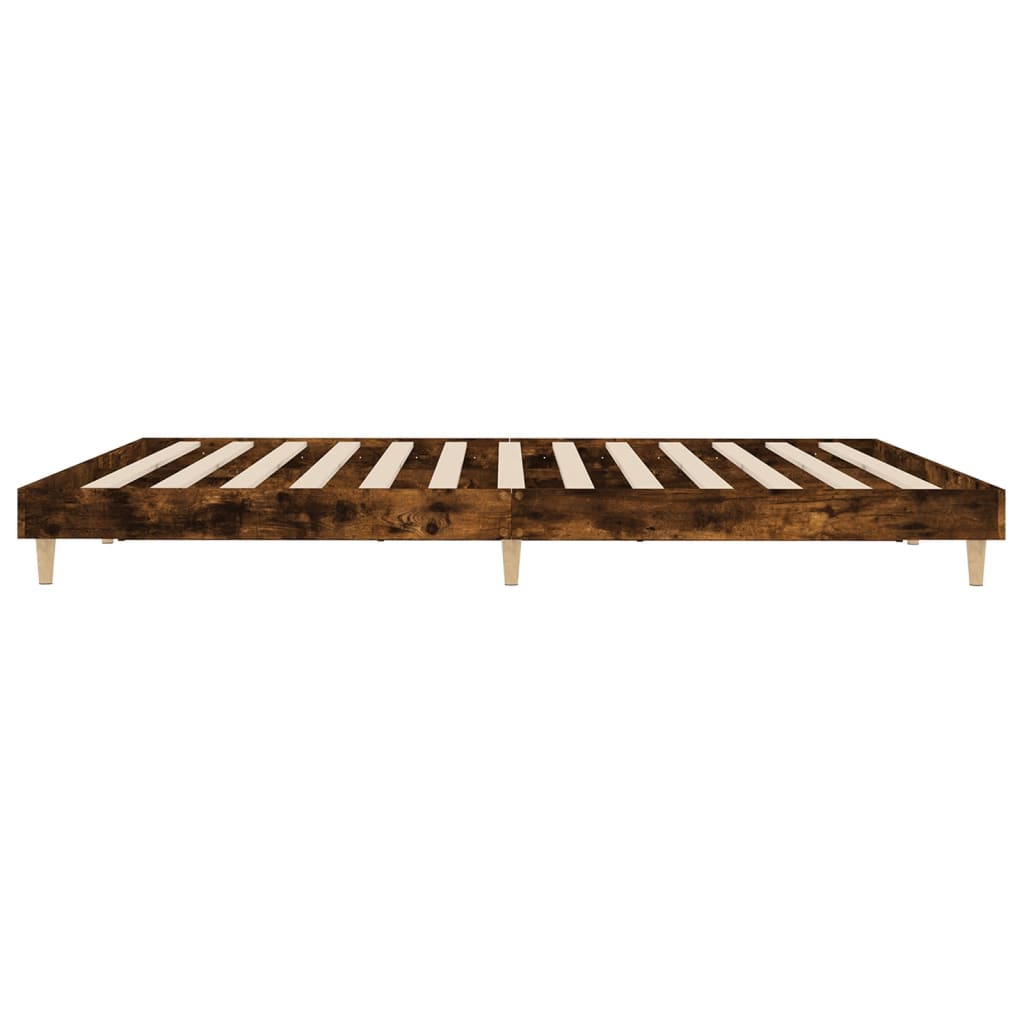 Bed frame without mattress smoked oak 160x200 cm wood material