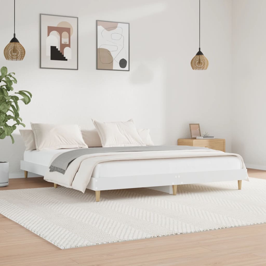 Bed frame white 150x200 cm wood material