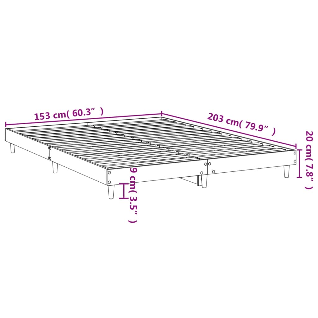 Bed frame black 150x200 cm wood material