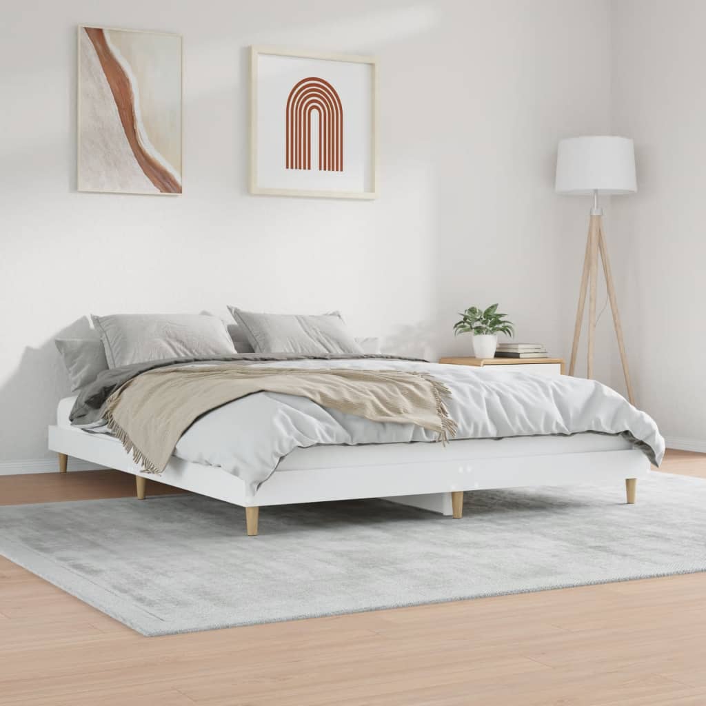 Bed frame white 140x200 cm wood material