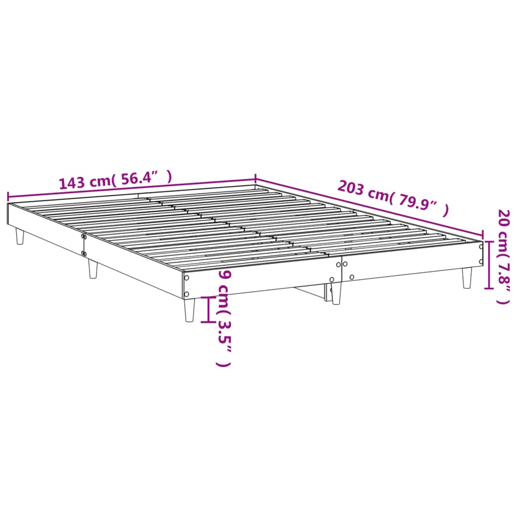 Bettgestell ohne Matratze Sonoma-Eiche 140x200 cm Holzwerkstoff