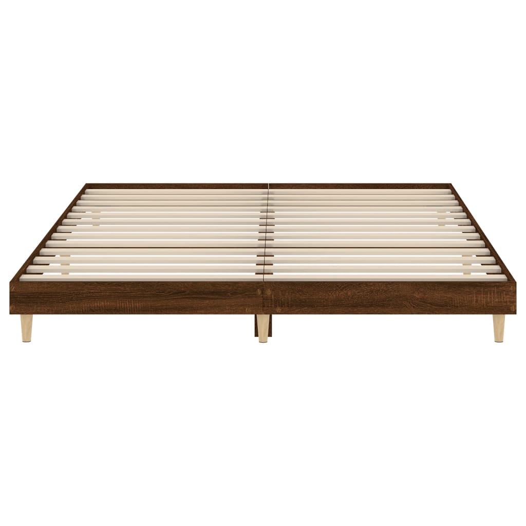 Bed frame without mattress brown oak 140x200 cm wood material