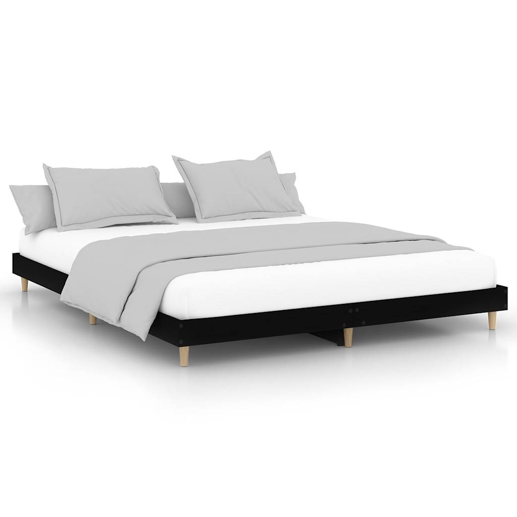 Bed frame black 120x200 cm wood material