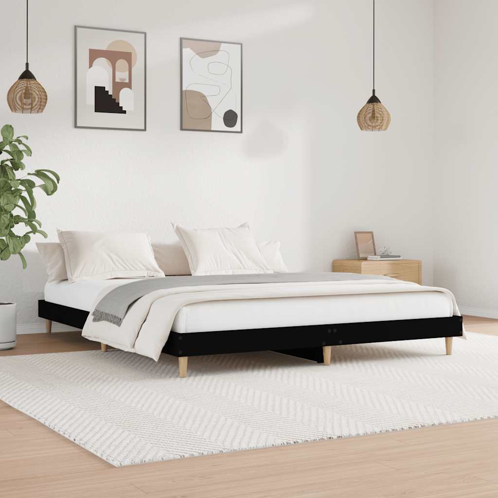 Bed frame black 120x200 cm wood material