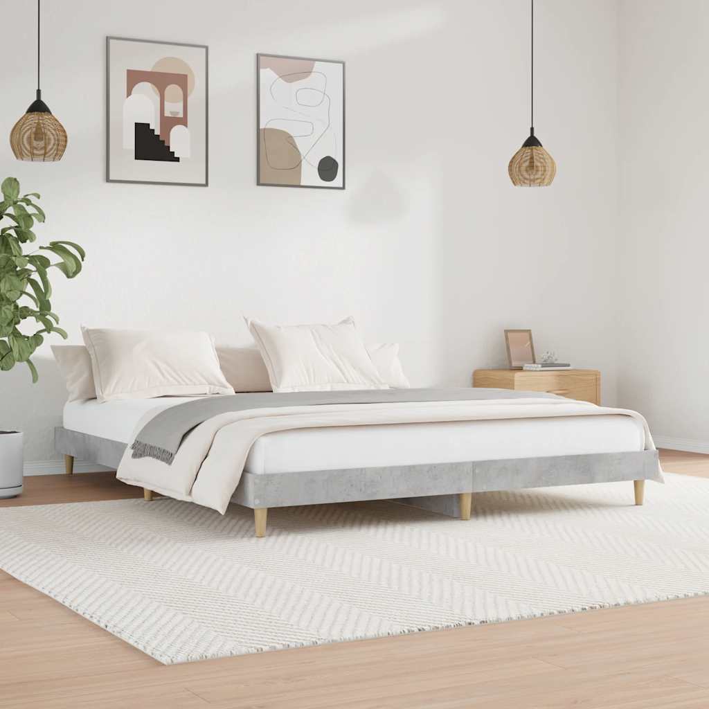 Bed frame concrete grey 120x200 cm wood material