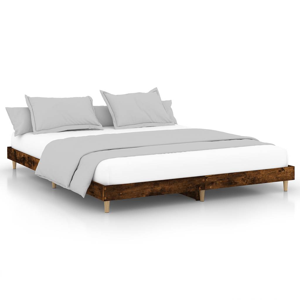 Bed frame without mattress smoked oak 120x200 cm wood material