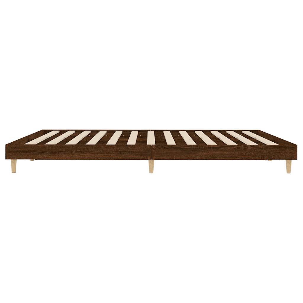 Bed frame without mattress brown oak 120x200 cm wood material