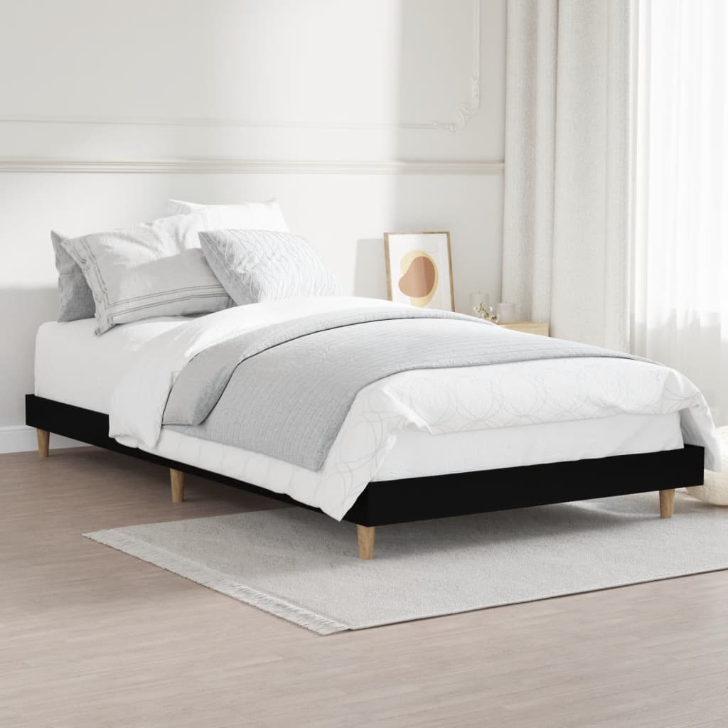 Bed frame black 100x200 cm wood material