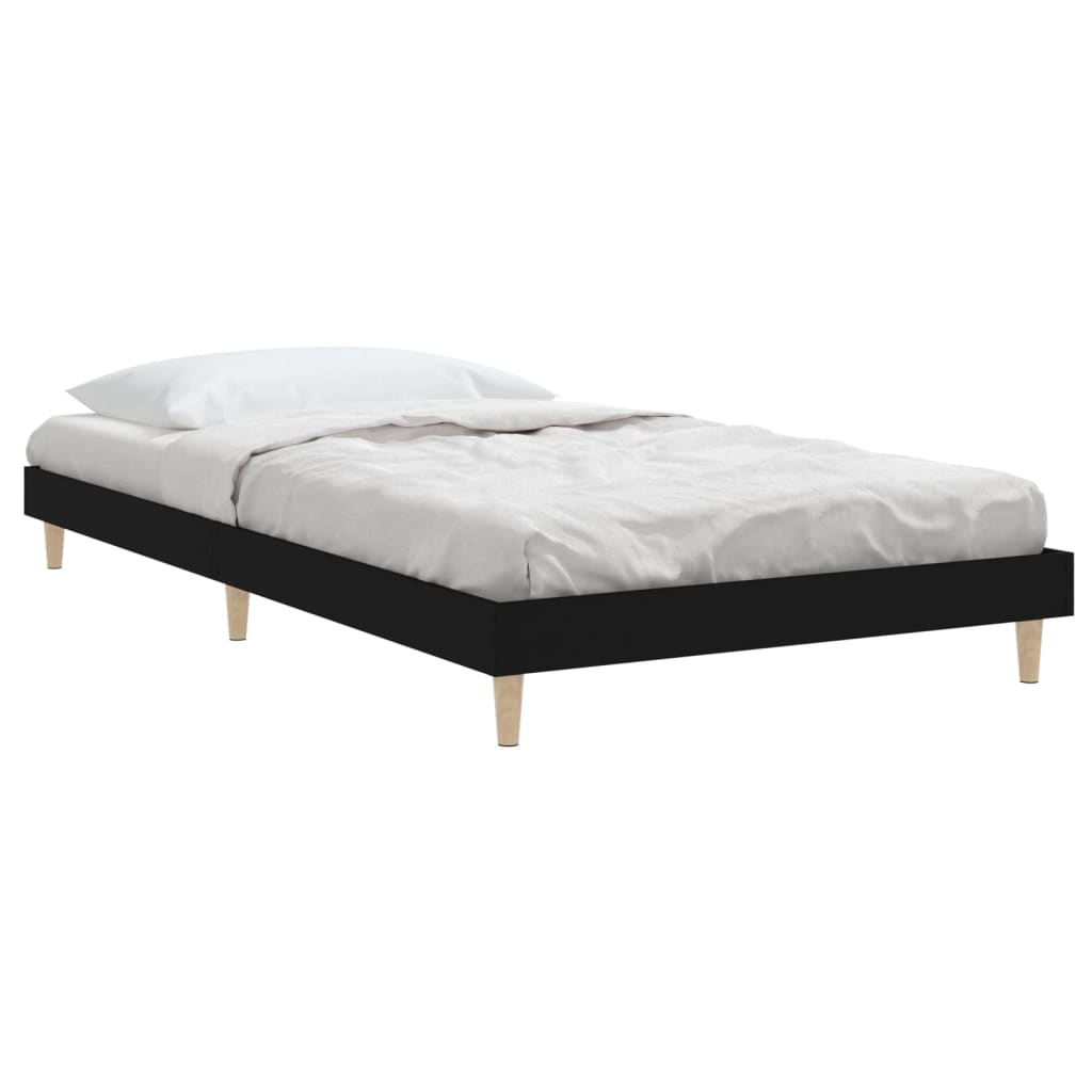 Bed frame black 100x200 cm wood material