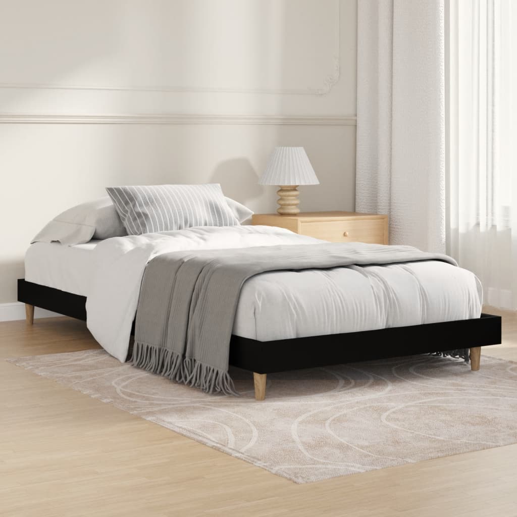 Bed frame black 100x200 cm wood material