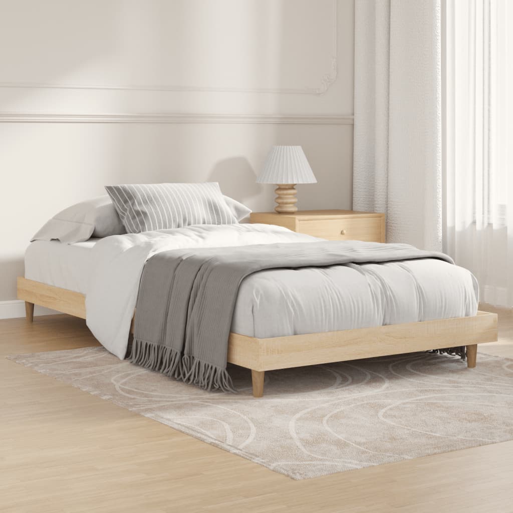 Bed frame without mattress Sonoma oak 100x200 cm wood material