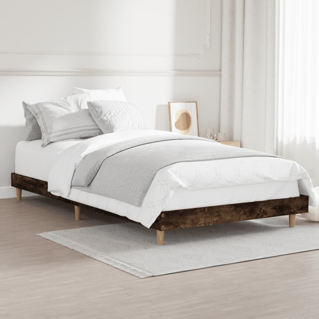 Bed frame without mattress smoked oak 100x200 cm wood material