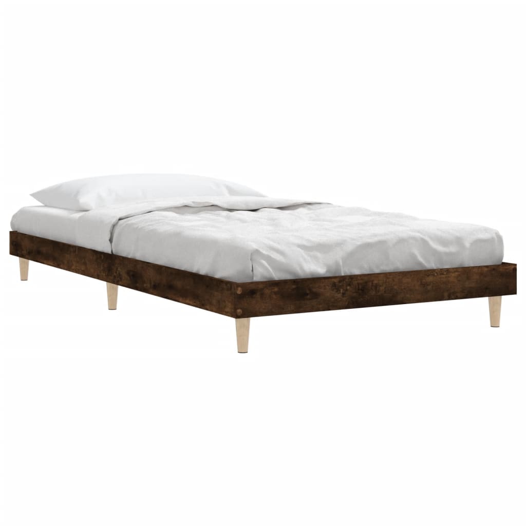 Bed frame without mattress smoked oak 100x200 cm wood material