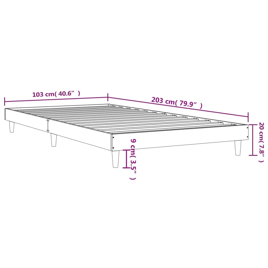 Bed frame without mattress smoked oak 100x200 cm wood material