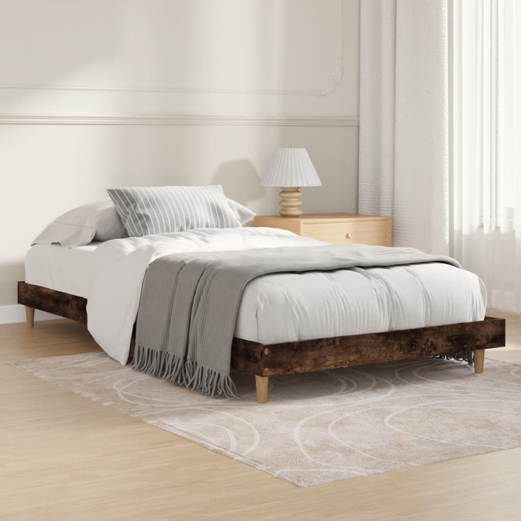 Bed frame without mattress smoked oak 100x200 cm wood material