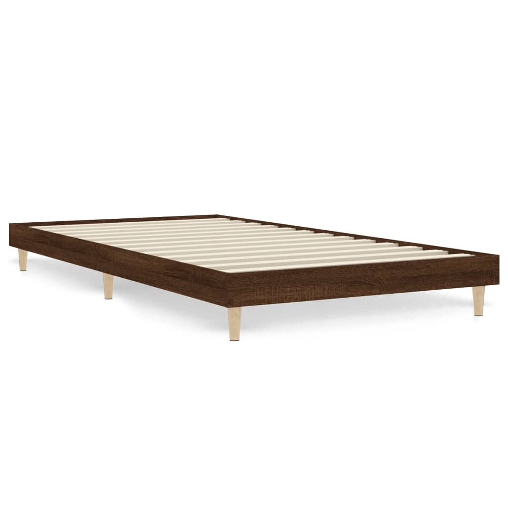 Bed frame without mattress brown oak 100x200 cm wood material