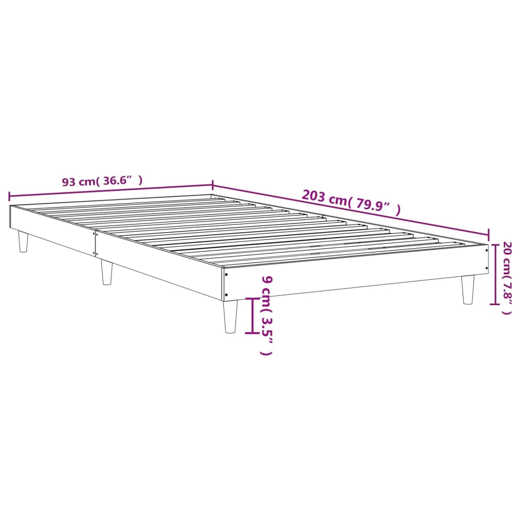 Bed frame white 90x200 cm wood material