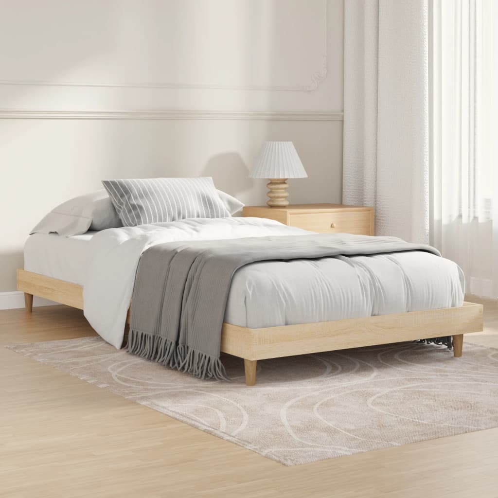 Bed frame without mattress Sonoma oak 90x200 cm wood material