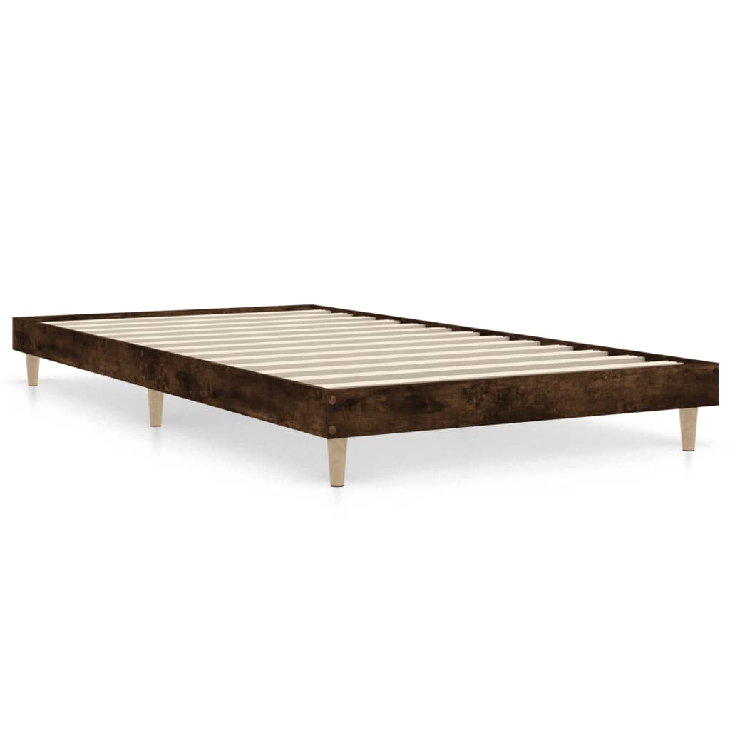 Bed frame without mattress smoked oak 90x200 cm wood material