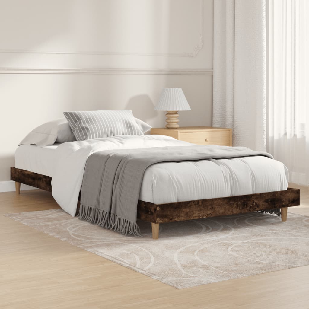 Bed frame without mattress smoked oak 90x200 cm wood material