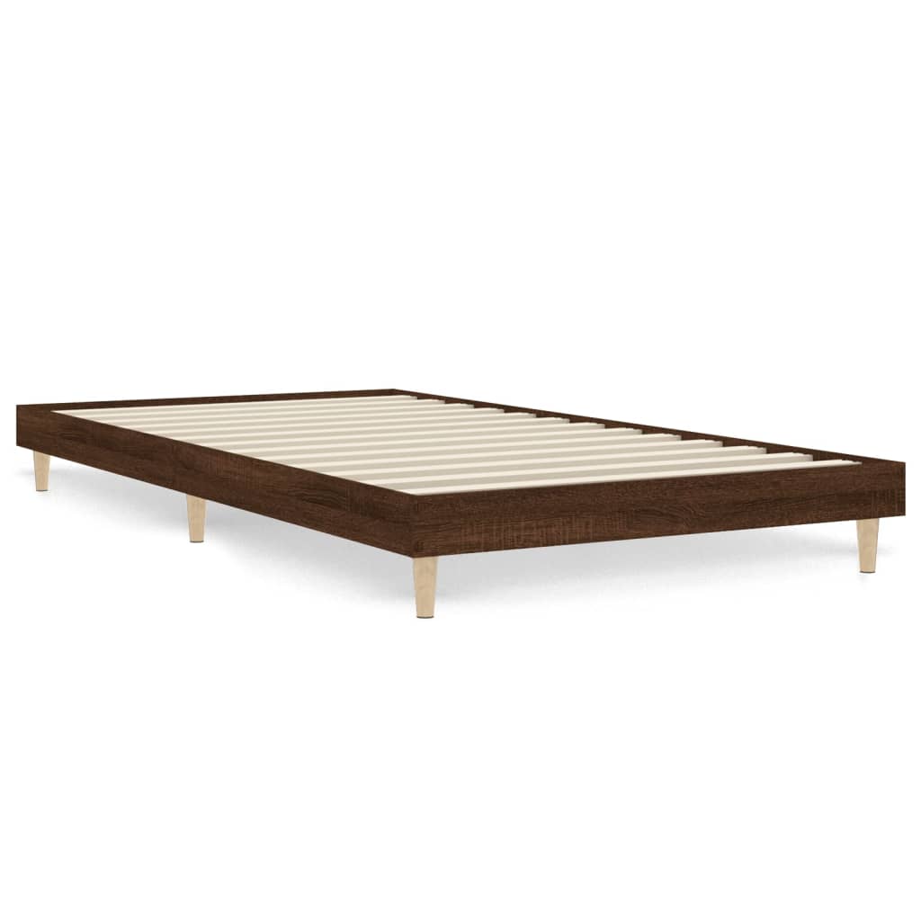 Bed frame without mattress brown oak 90x200 cm wood material