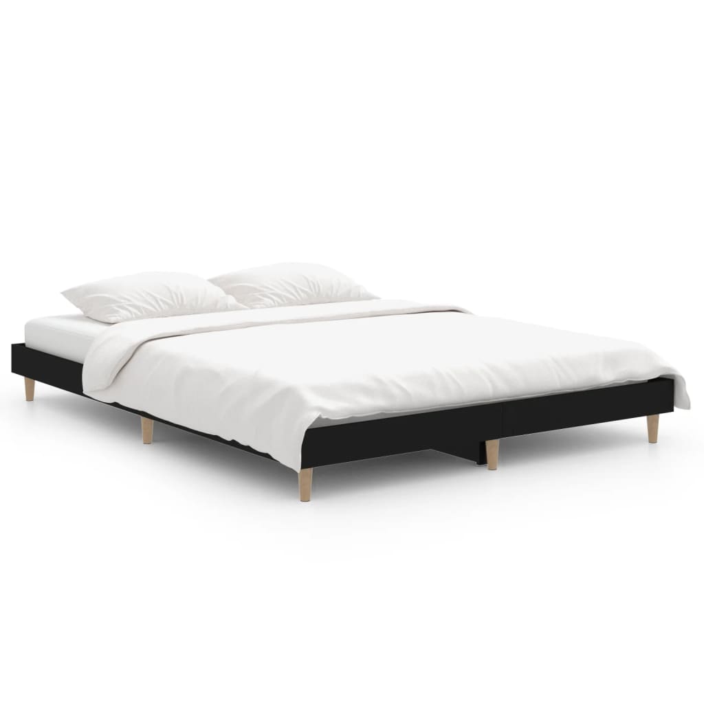 Bed frame black 140x190 cm wood material