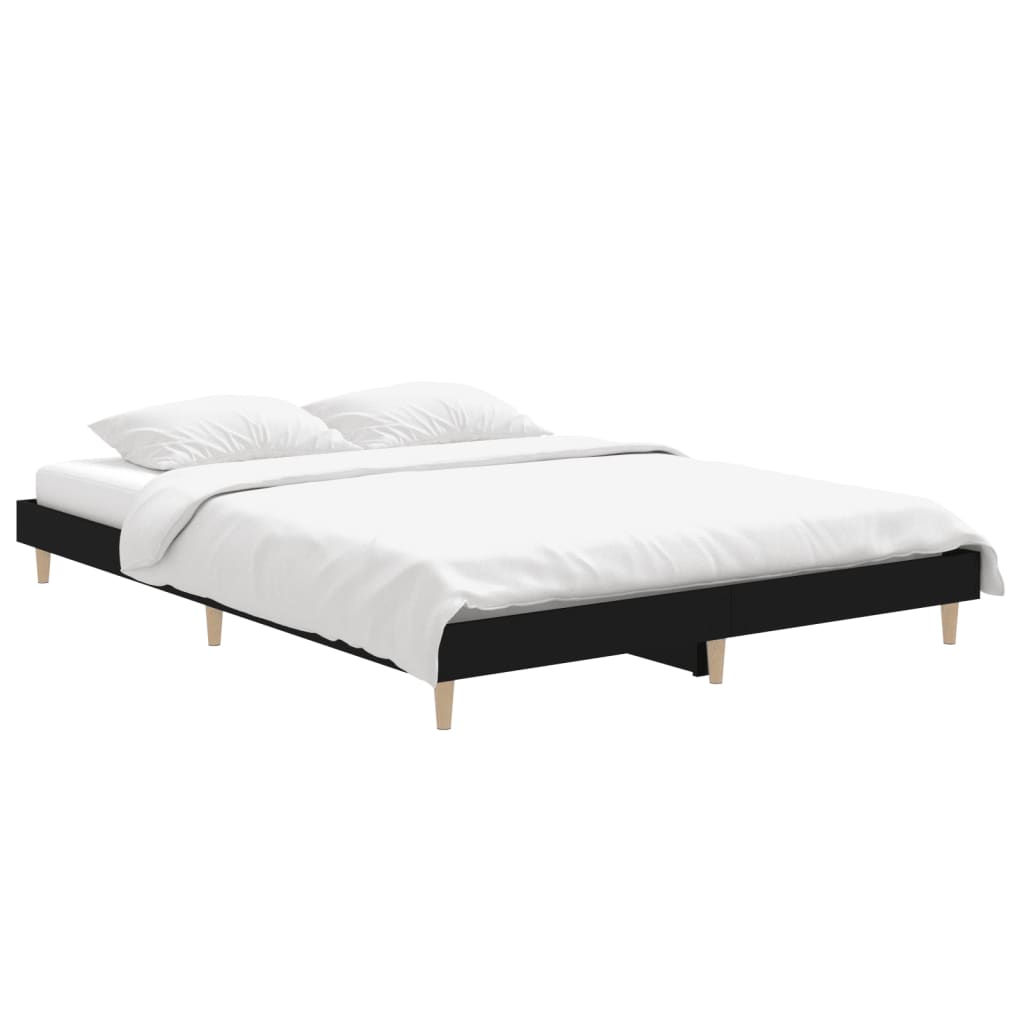 Bed frame black 140x190 cm wood material