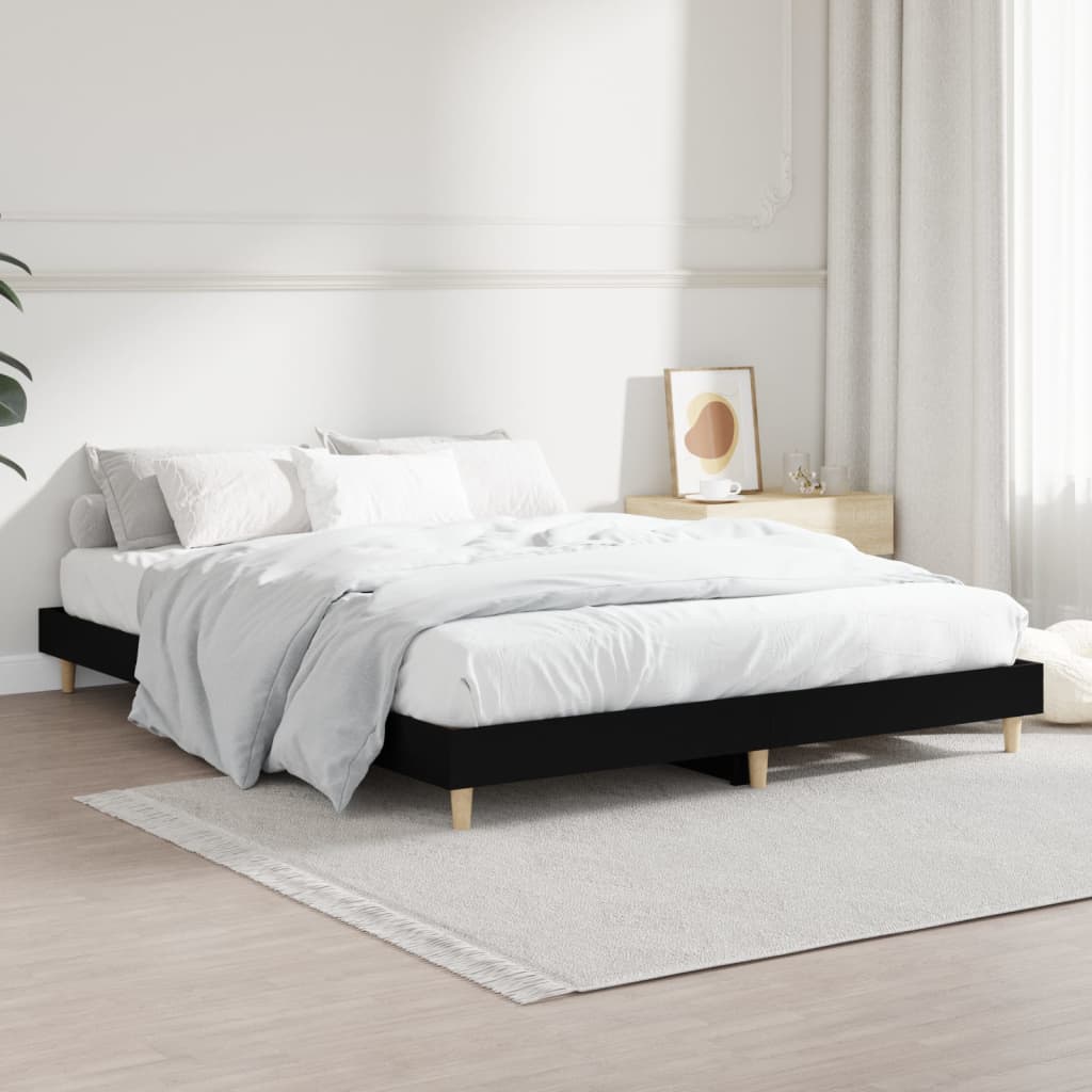 Bed frame black 140x190 cm wood material