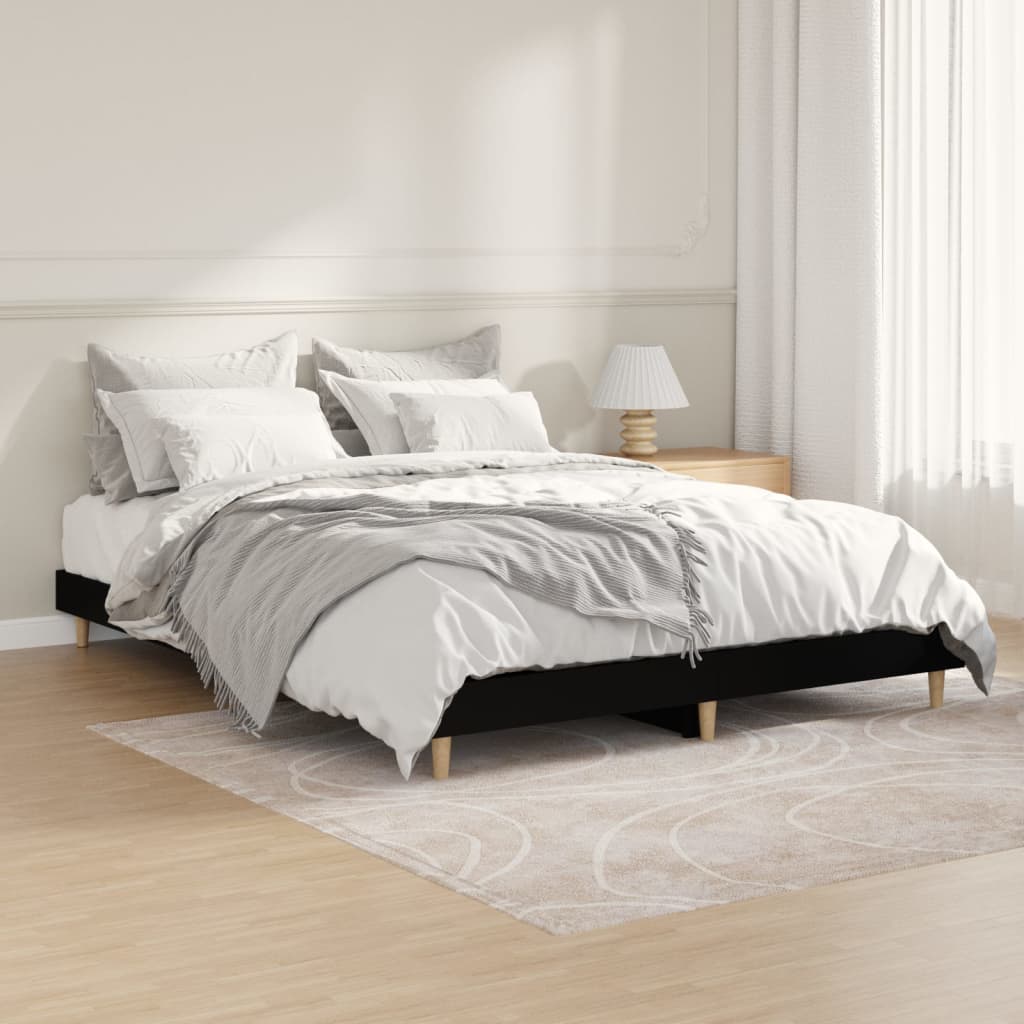 Bed frame black 140x190 cm wood material