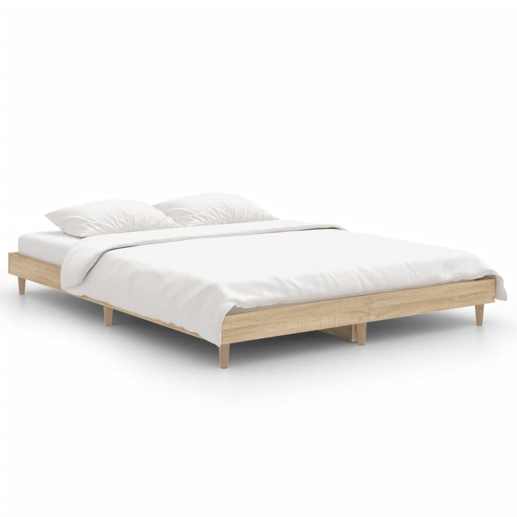 Bed frame without mattress Sonoma oak 140x190 cm wood material