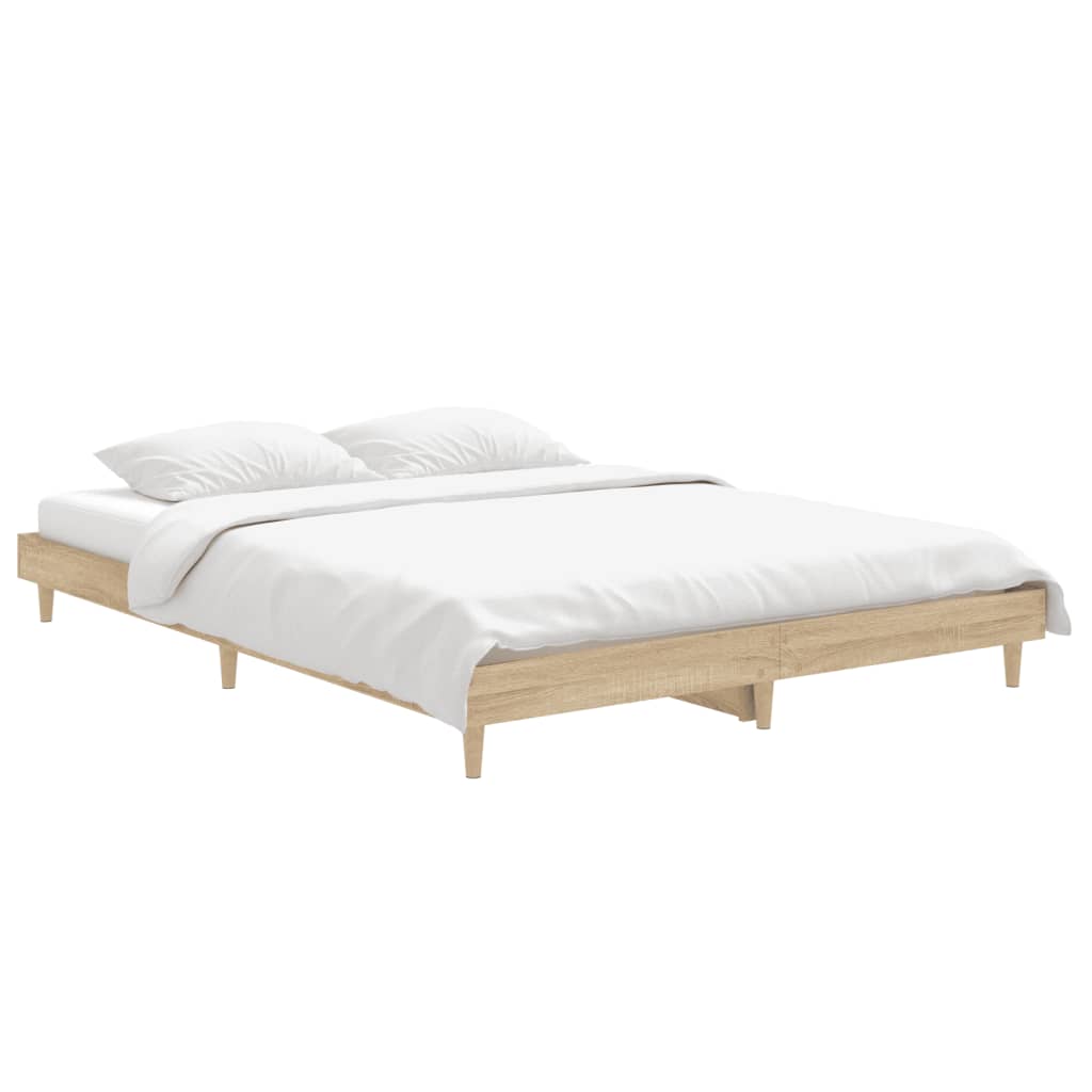 Bed frame without mattress Sonoma oak 140x190 cm wood material