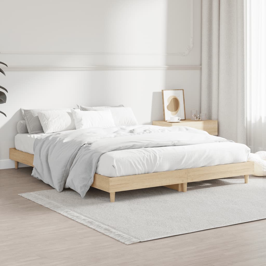 Bed frame without mattress Sonoma oak 140x190 cm wood material