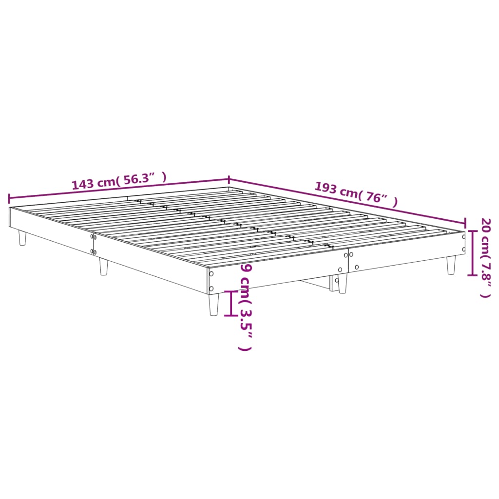 Bed frame without mattress Sonoma oak 140x190 cm wood material